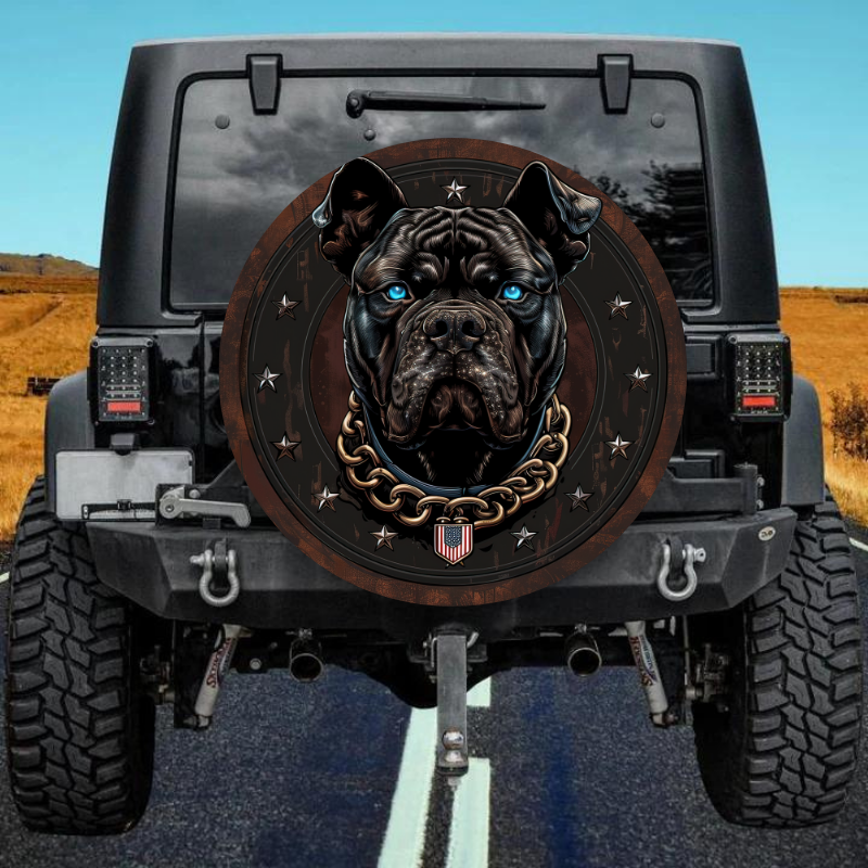 Load image into Gallery viewer, American Flag Dog 7 Spare Tire Cover
