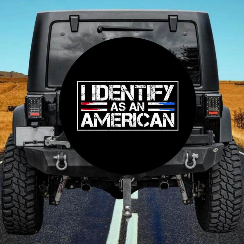 Load image into Gallery viewer, I IDENTIFY AS AN AMERICAN spare tire cover thickened leather universal
