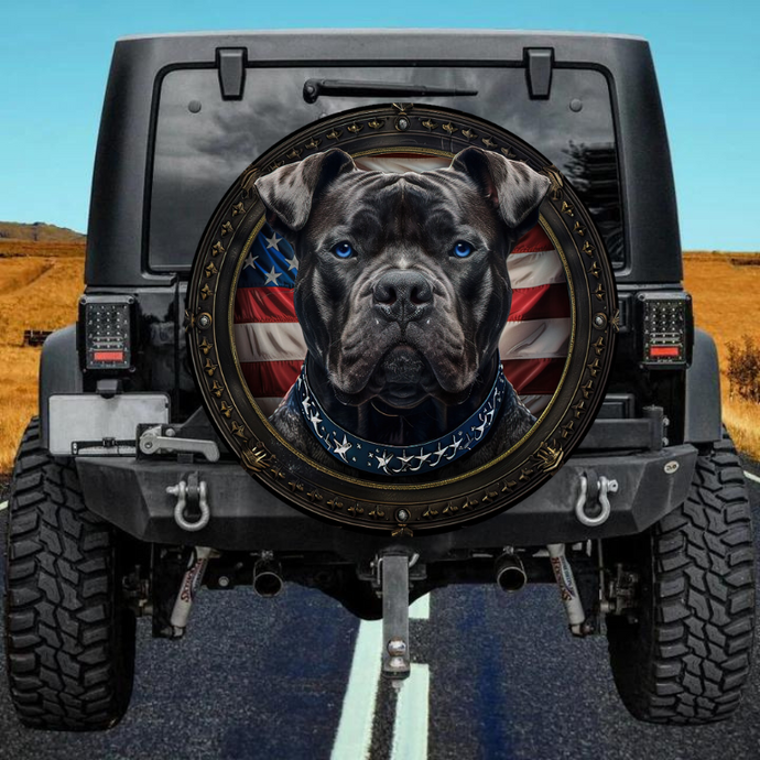 American Flag Dog 8 Spare Tire Cover