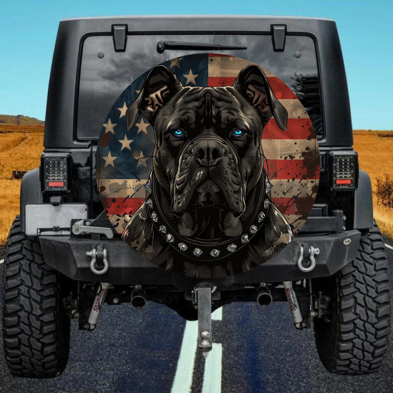 Load image into Gallery viewer, American Flag Dog 9 Spare Tire Cover
