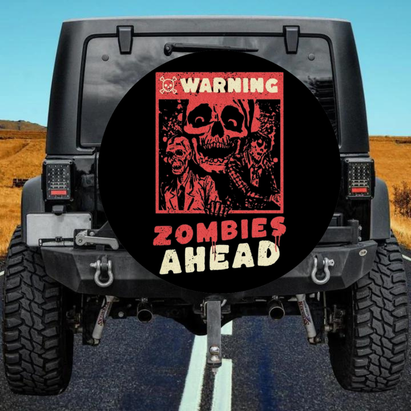 Load image into Gallery viewer, ZOMBIES AHEAD spare tire cover thickened leather universal
