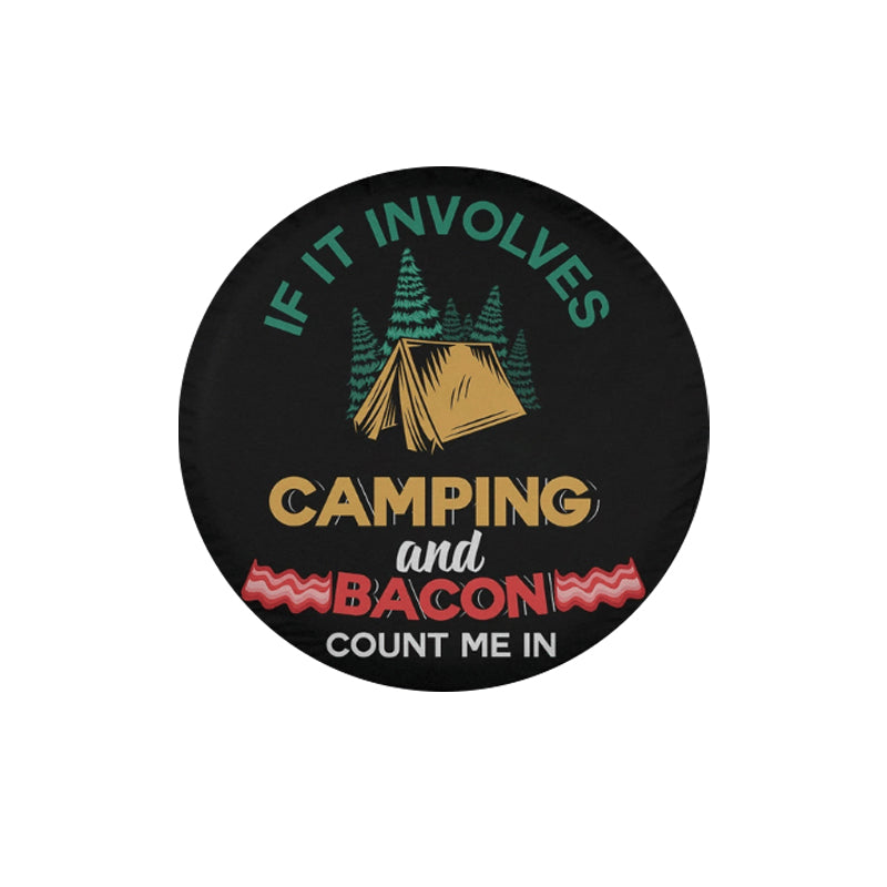 Load image into Gallery viewer, If It Involves Camping And Bacon Count Me In Spare Tire Cover Thickening Leather Universal
