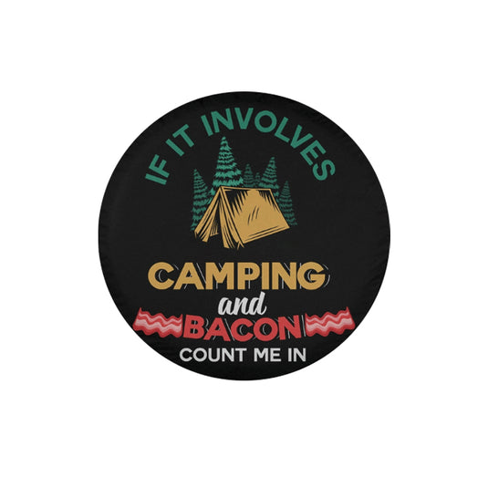 If It Involves Camping And Bacon Count Me In Spare Tire Cover Thickening Leather Universal