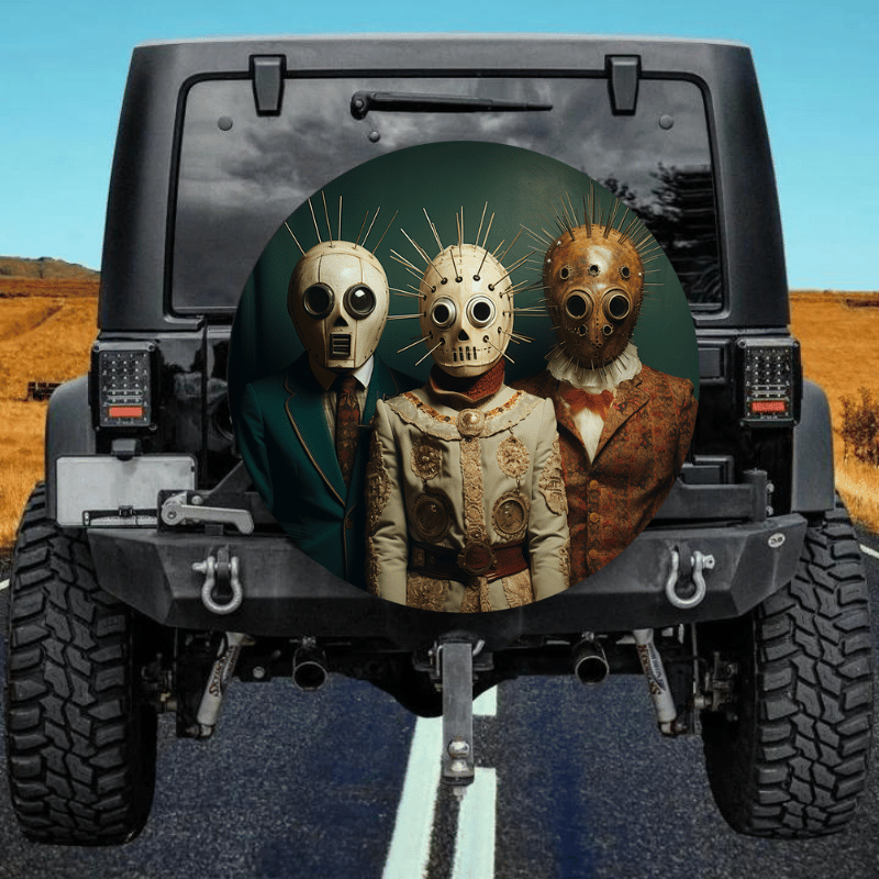 Load image into Gallery viewer, Vintage mask 2 spare tire cover thickened leather universal
