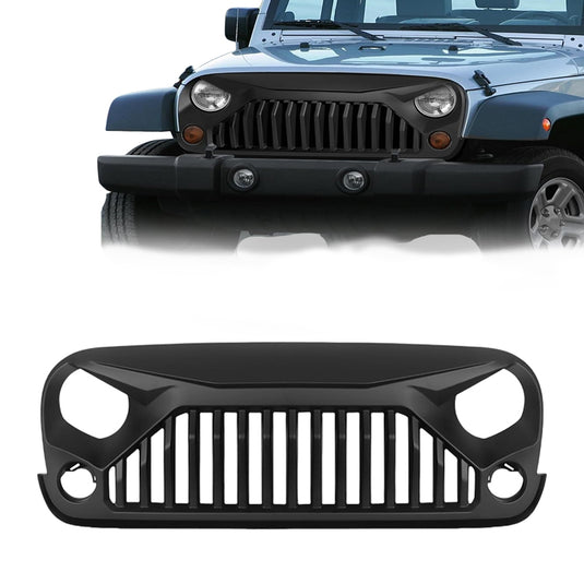 Front Bumper Grille Grill Matte Black Angry Bird For 07-18 Jeep Wrangler JK