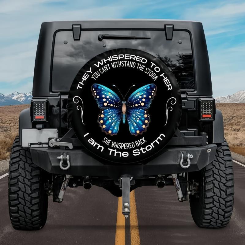 Load image into Gallery viewer, I am the storm Blue Butterfly tire cover
