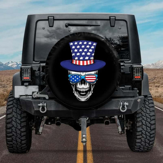 Red White Blue Skull Spare Tire Cover