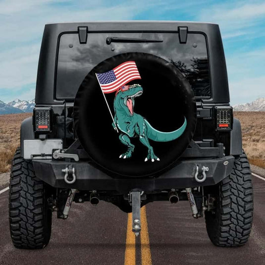 Flag T Rex Tire Cover