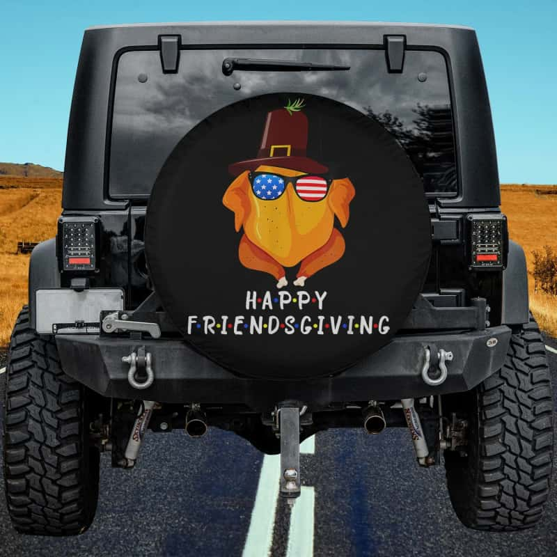 Load image into Gallery viewer, Happy Friendsgiving Funny Turkey Friends Giving Thanksgiving Spare Tire Cover Thickening Leather Universal
