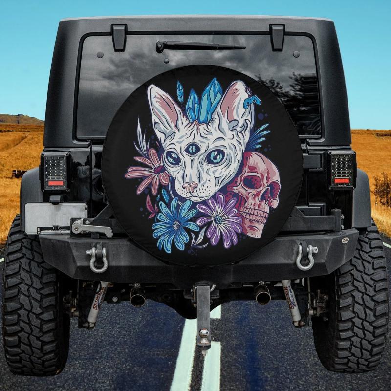 Load image into Gallery viewer, Cat Skull Spare Tire Cover Thickening Leather Universal
