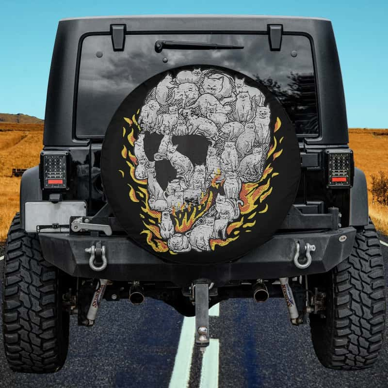 Load image into Gallery viewer, Cat Skull Gift Kitty Skeleton Halloween Costume Skull Cat Spare Tire Cover Thickening Leather Universal
