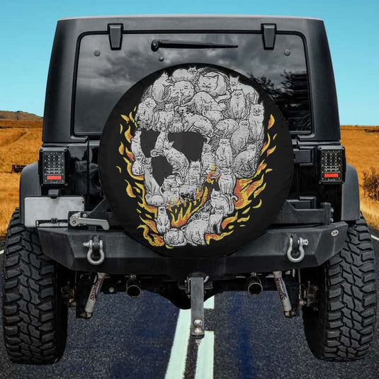 Cat Skull Gift Kitty Skeleton Halloween Costume Skull Cat Spare Tire Cover Thickening Leather Universal