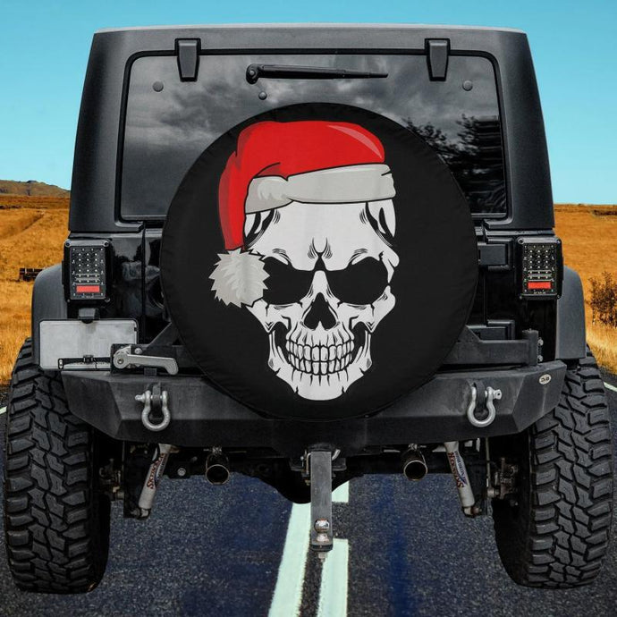 Christmas Skeleton Skull with Christmas Cap Spare Tire Cover Thickening Leather Universal