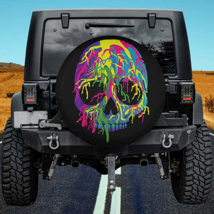 Melting Colorfull Skull Spare Tire Cover Thickening Leather Universal