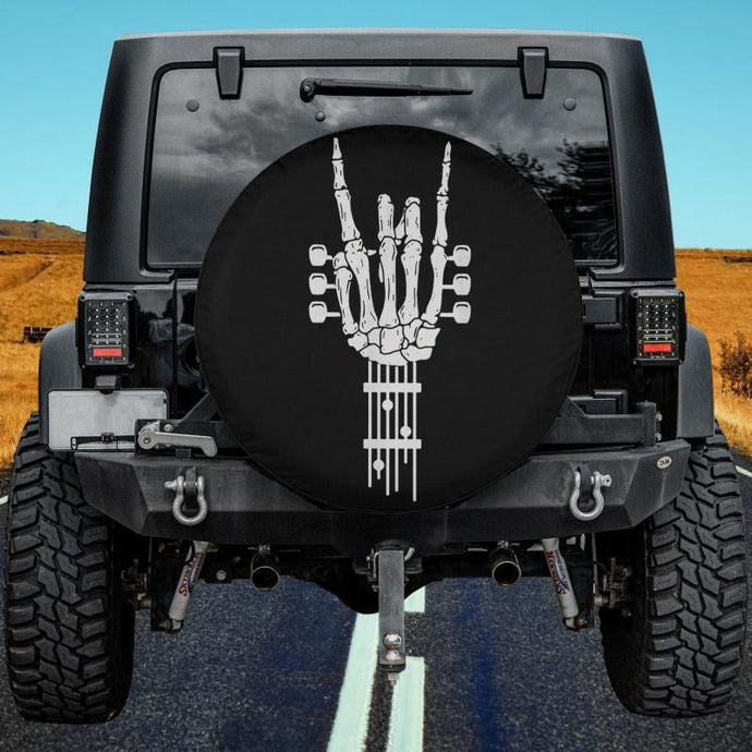 Skull Rock & Roll Skeleton Guitar Music Lover Spare Tire Cover Thickening Leather Universal