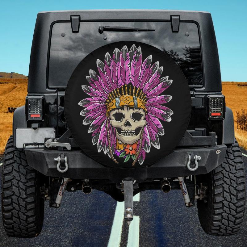 Load image into Gallery viewer, Women&#39;s Skull Feather Jewellery Spare Tire Cover Thickening Leather Universal
