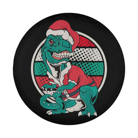 Cute Santa Trex Dinosaur Christmas Trex in Santa Hat Spare Tire Cover Thickening Leather Universal