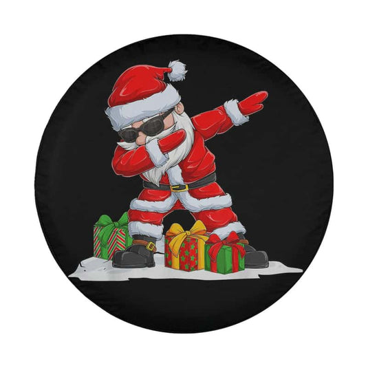 Dabbing Santa Claus Christmas Boys Men Funny Xmas Dab Dance Spare Tire Cover Thickening Leather Universal