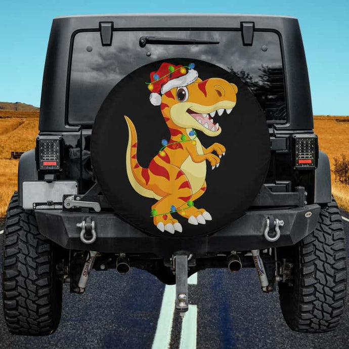 Dinosaur Animal Lover Xmas Santa Hat Dinosaur Christmas Spare Tire Cover Thickening Leather Universal