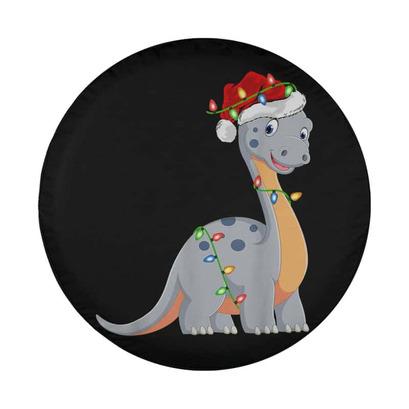 Load image into Gallery viewer, Dinosaur Lover Xmas Santa Hat Diplodocus Christmas Spare Tire Cover Thickening Leather Universal
