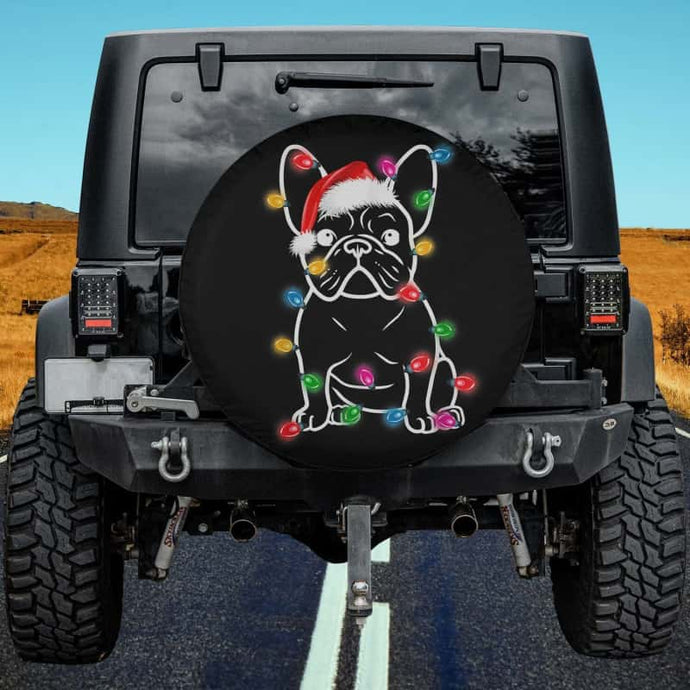 French Bulldog Dog Tree Christmas Lights Xmas Pajama Spare Tire Cover Thickening Leather Universal