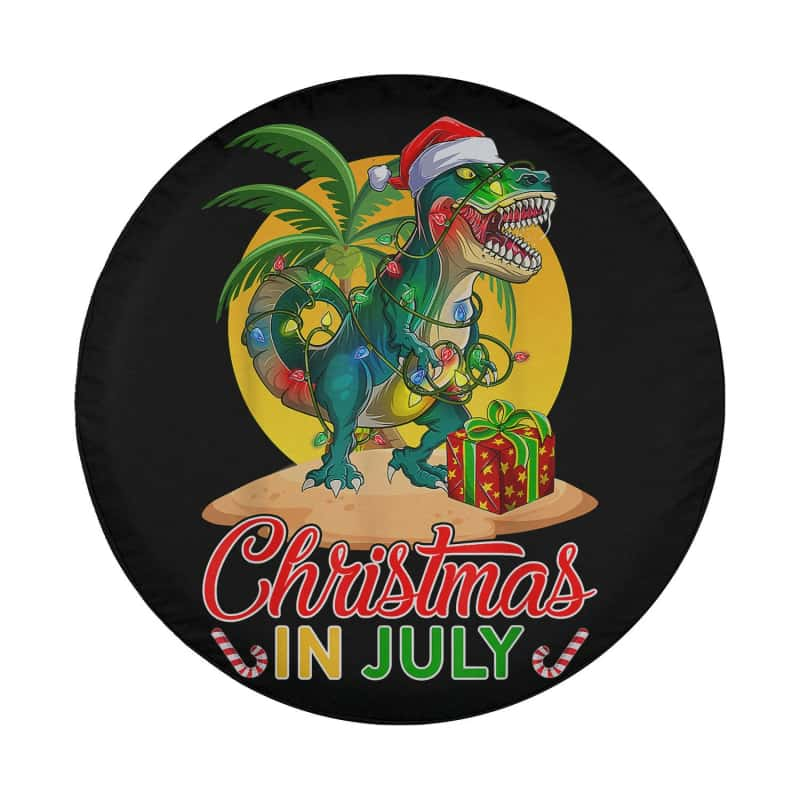 Load image into Gallery viewer, Santa Claus Dinosaur T Rex Summer Christmas In July Spare Tire Cover Thickening Leather Universal
