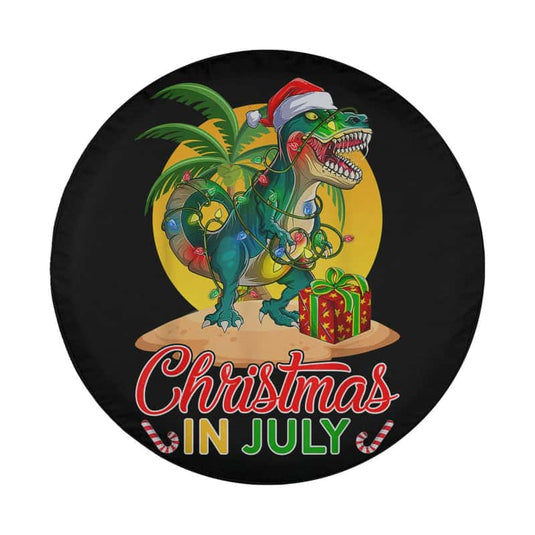 Santa Claus Dinosaur T Rex Summer Christmas In July Spare Tire Cover Thickening Leather Universal