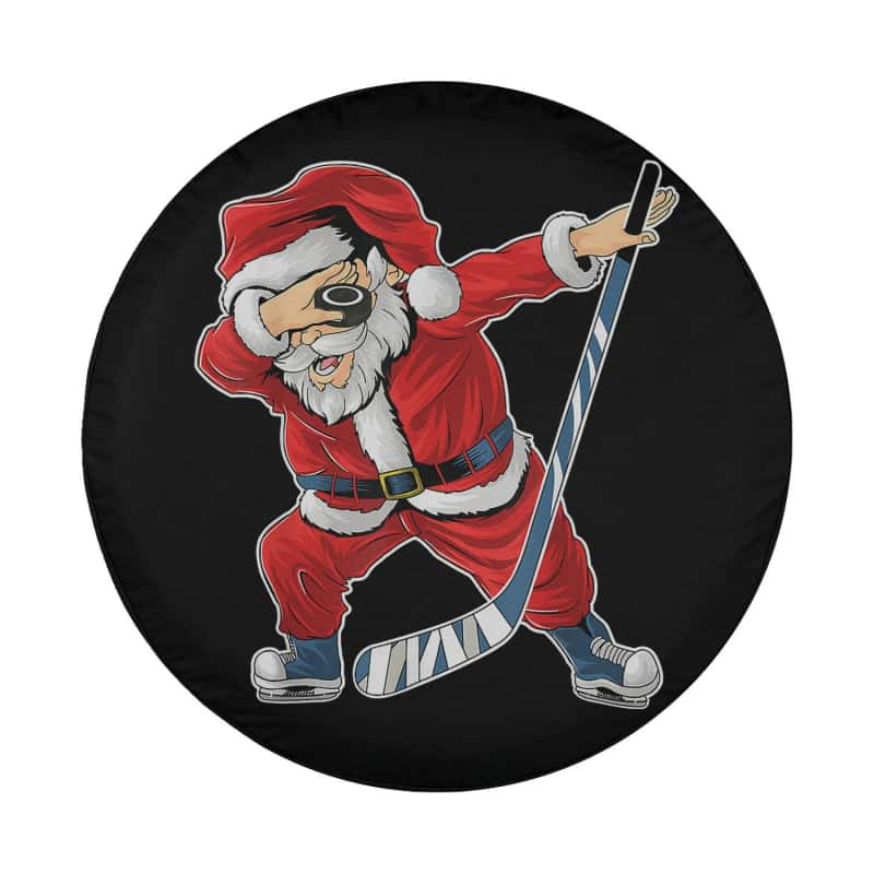 Load image into Gallery viewer, Ice Hockey Dabbing Santa Claus Hockey Player Christmas Spare Tire Cover Thickening Leather Universal
