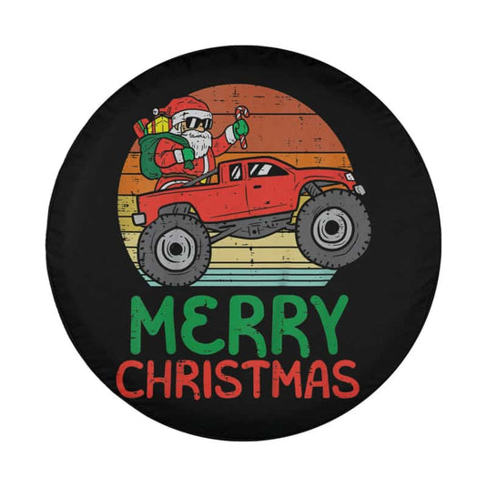 Merry Christmas Santa Monster Truck Xmas PJ Toddler Spare Tire Cover Thickening Leather Universal