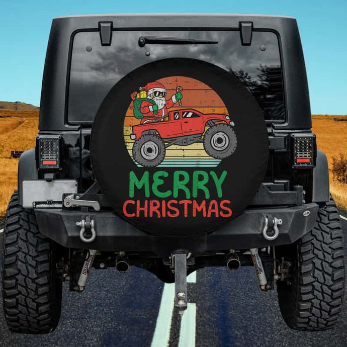 Merry Christmas Santa Monster Truck Xmas PJ Toddler Spare Tire Cover Thickening Leather Universal