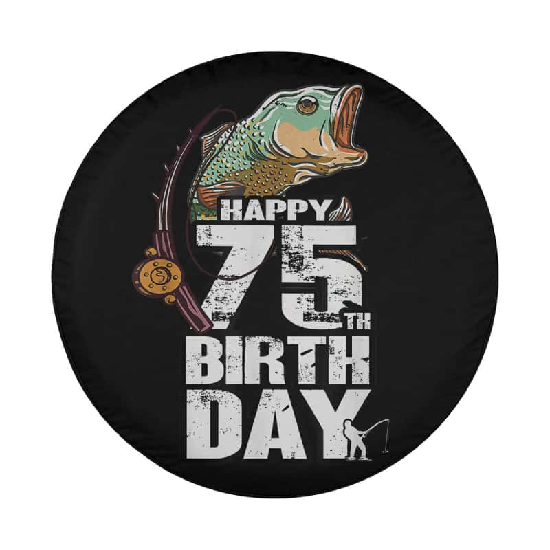 Load image into Gallery viewer, 75 Years Old Fishing Fisherman Angler 75th Birthday Spare Tire Cover Thickening Leather Universal
