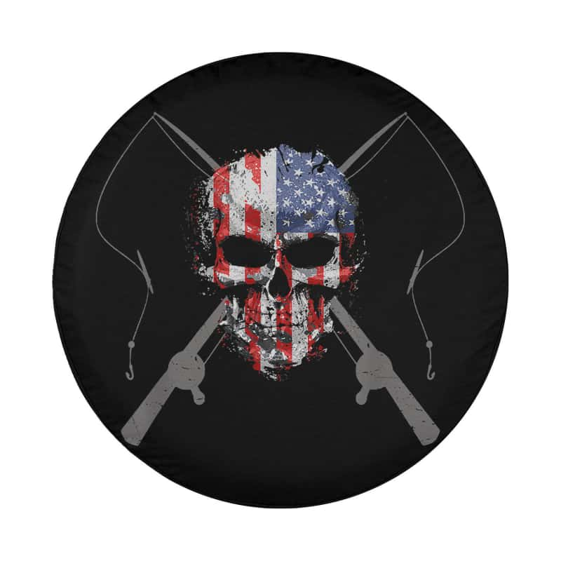 Load image into Gallery viewer, American Flag Fishing Spare Tire Cover - Fishing Spare Tire Cover Thickening Leather Universal
