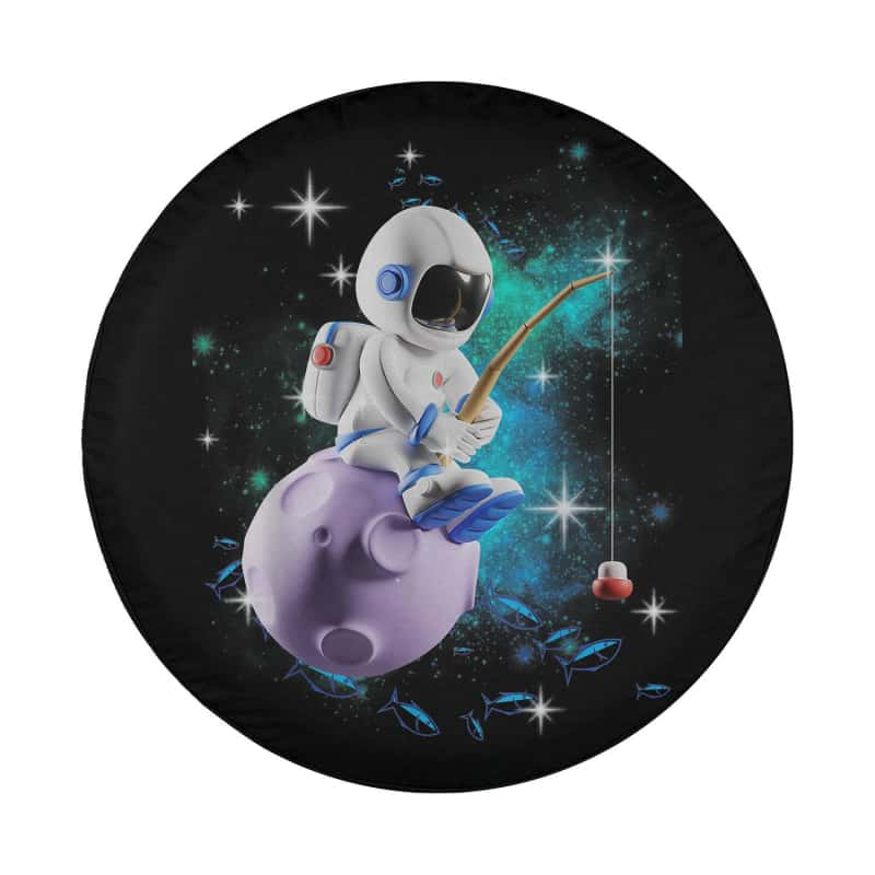 Load image into Gallery viewer, Astronaut Fishing In Outer Space Galaxy Spare Tire Cover Thickening Leather Universal
