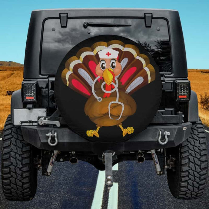 Happy Thanksgiving Day Women Turkey Nurse Holiday Nursing Spare Tire Cover Thickening Leather Universal