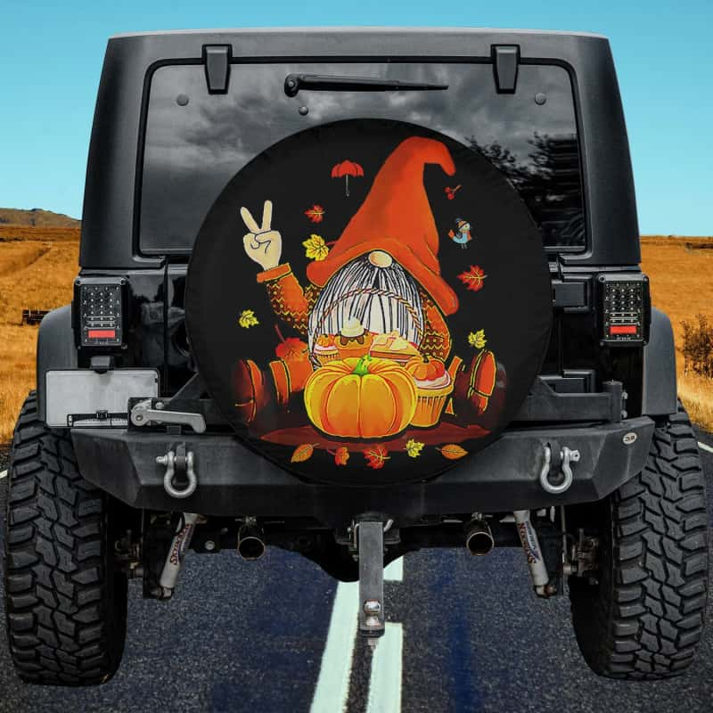 Load image into Gallery viewer, Pumpkin Gnomes Fall Autumn Cute Halloween Thanksgiving Spare Tire Cover Thickening Leather Universal
