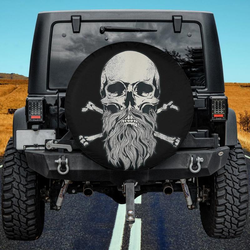 Load image into Gallery viewer, Bearded Skull and Crossbones Pirate Beard Mens Spare Tire Cover Thickening Leather Universal
