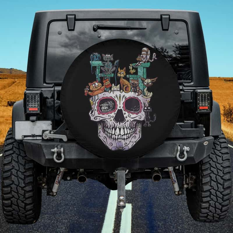 Load image into Gallery viewer, Cat Skull - Kitty Skeleton Halloween Costume Skull Cat Spare Tire Cover Thickening Leather Universal
