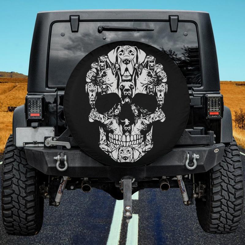 Load image into Gallery viewer, Funny Great Dane Dog Skull Halloween Costume Spare Tire Cover Thickening Leather Universal
