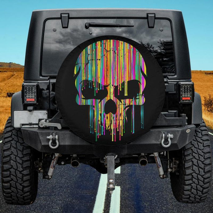 Halloween Costumes Colorful Melting Skull Spare Tire Cover Thickening Leather Universal