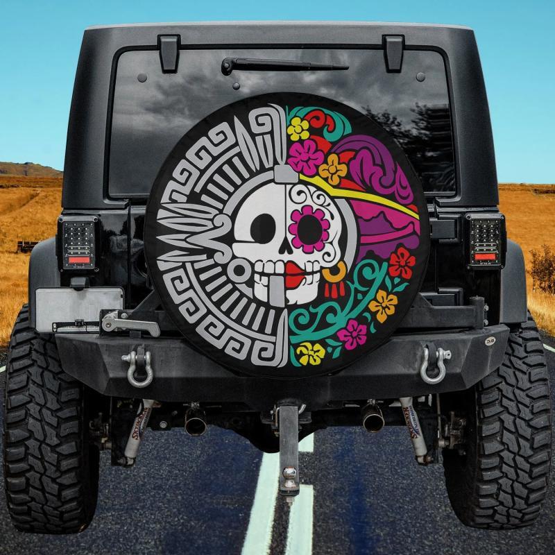 Load image into Gallery viewer, La Calavera Catrina Dia De Los Muertos Skull Face Spare Tire Cover Thickening Leather Universal
