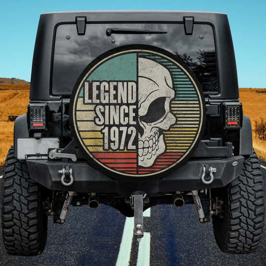 Legend Since 1972 Birthday Vintage Skull Spare Tire Cover Thickening Leather Universal