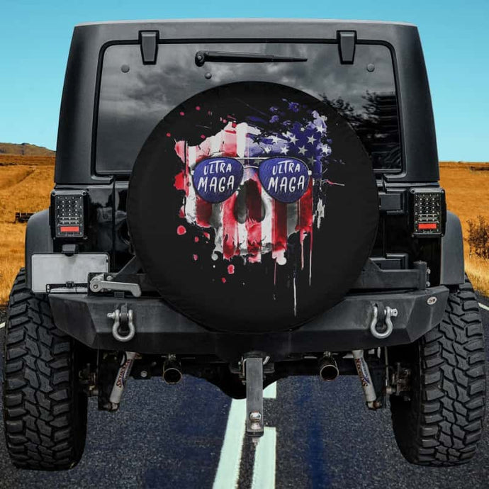 On Back Cool Ultra Maga Patriotic Skull Spare Tire Cover Thickening Leather Universal