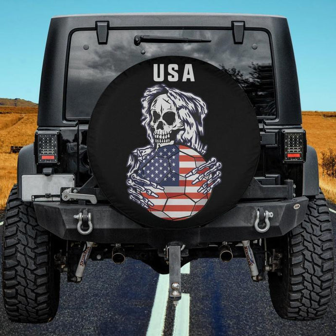 Soccer Jersey With Skull USA Soccer Jersey American Flag Spare Tire Cover Thickening Leather Universal