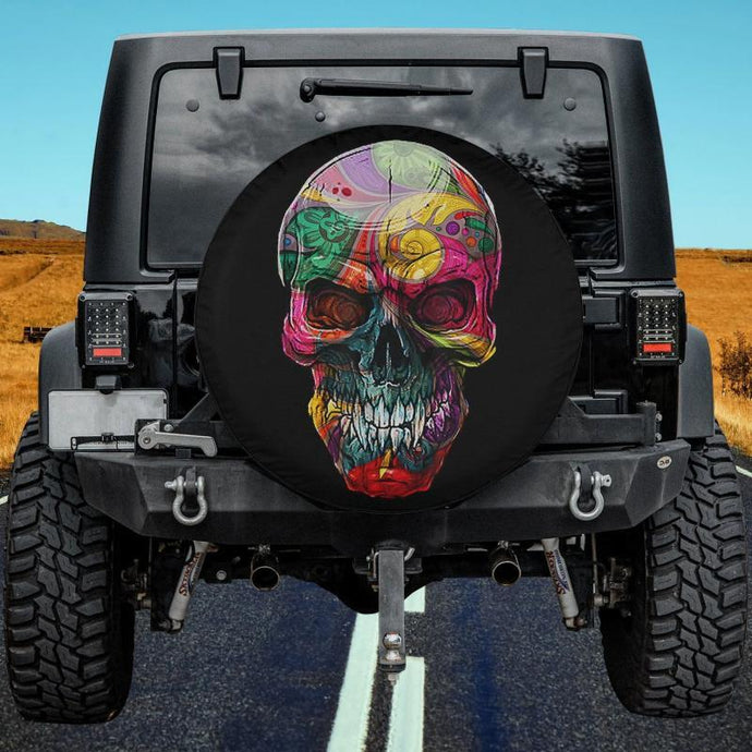 Sugar Skull Day Of The Dead Cool Bone Head Skulls Spare Tire Cover Thickening Leather Universal