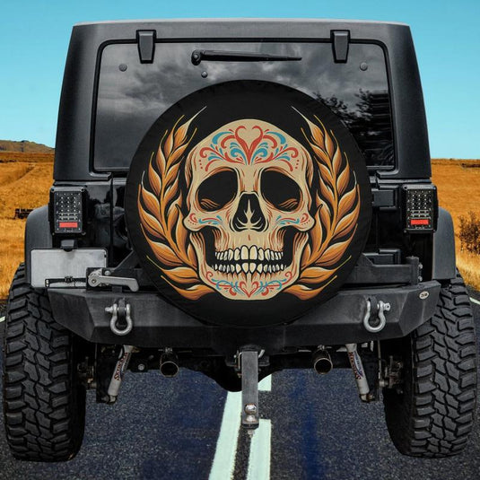 Sugar Skull, Day of the Dead, Día de Muertos Spare Tire Cover Thickening Leather Universal