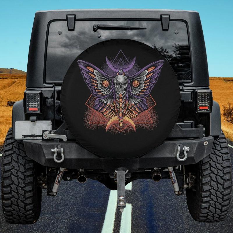 Load image into Gallery viewer, Wiccan Crescent Head Skull Moth Spare Tire Cover Thickening Leather Universal
