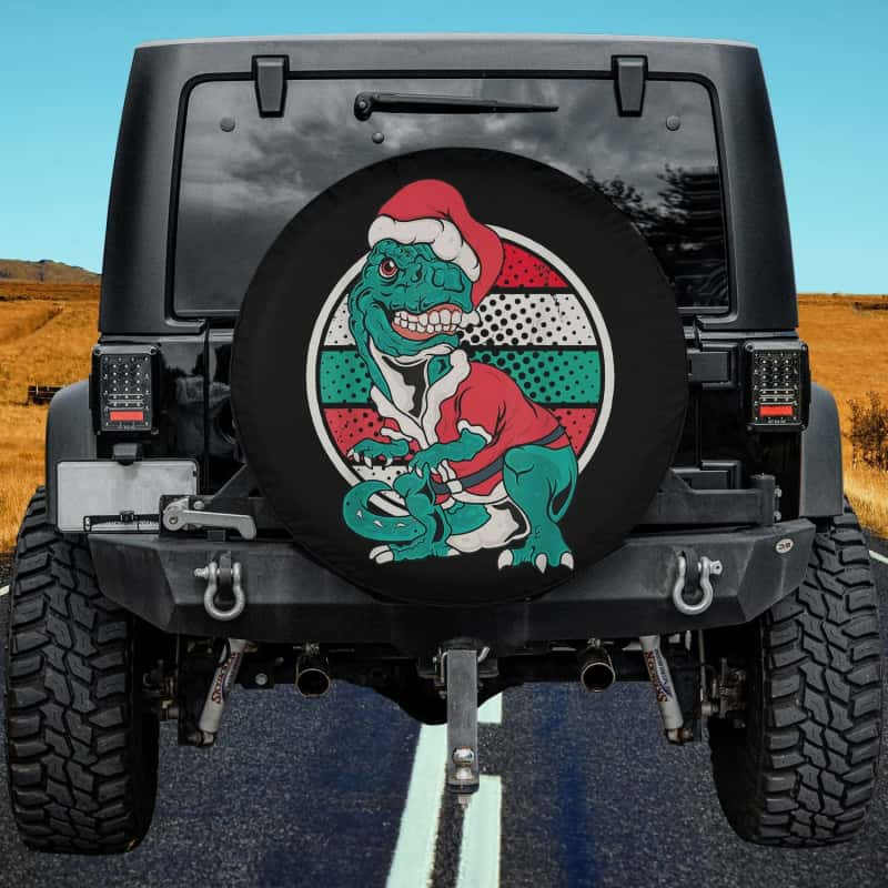 Load image into Gallery viewer, Cute Santa Trex Dinosaur Christmas Trex in Santa Hat Spare Tire Cover Thickening Leather Universal
