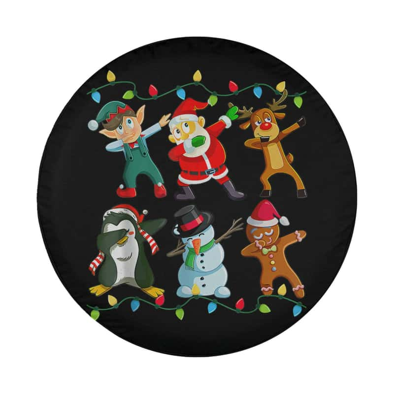 Load image into Gallery viewer, Dabbing Santa Elf Friends Christmas Boys Girls Xmas Dab Spare Tire Cover Thickening Leather Universal
