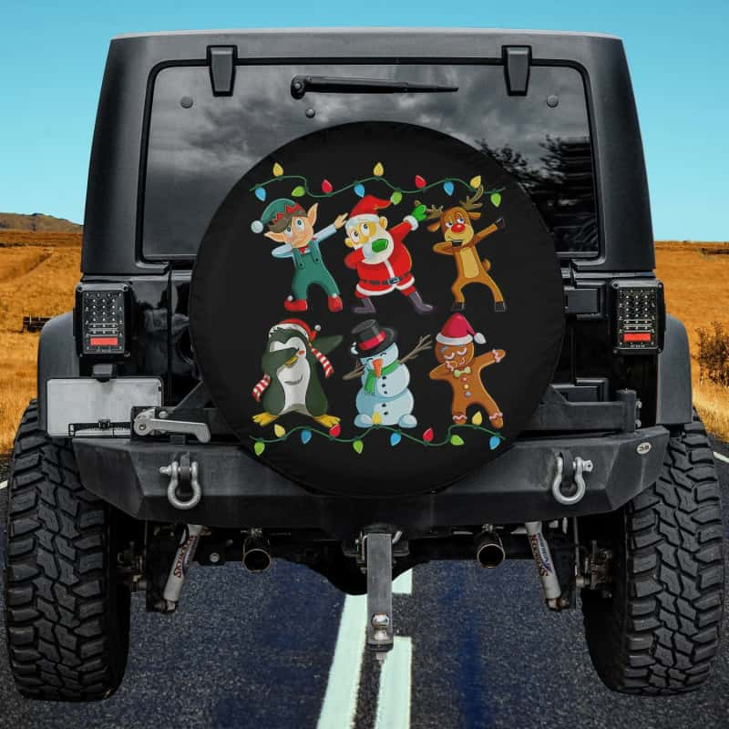 Load image into Gallery viewer, Dabbing Santa Elf Friends Christmas Boys Girls Xmas Dab Spare Tire Cover Thickening Leather Universal
