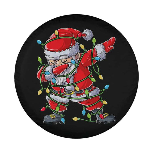 Funny Dabbing Santa Christmas Tree Lights Xmas Dab Spare Tire Cover Thickening Leather Universal